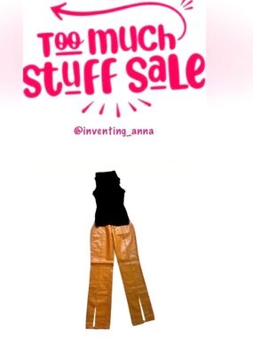 PRETTY LITTLE THING ~ Camel Colored Faux Pants with Front Slit Leg Bottoms